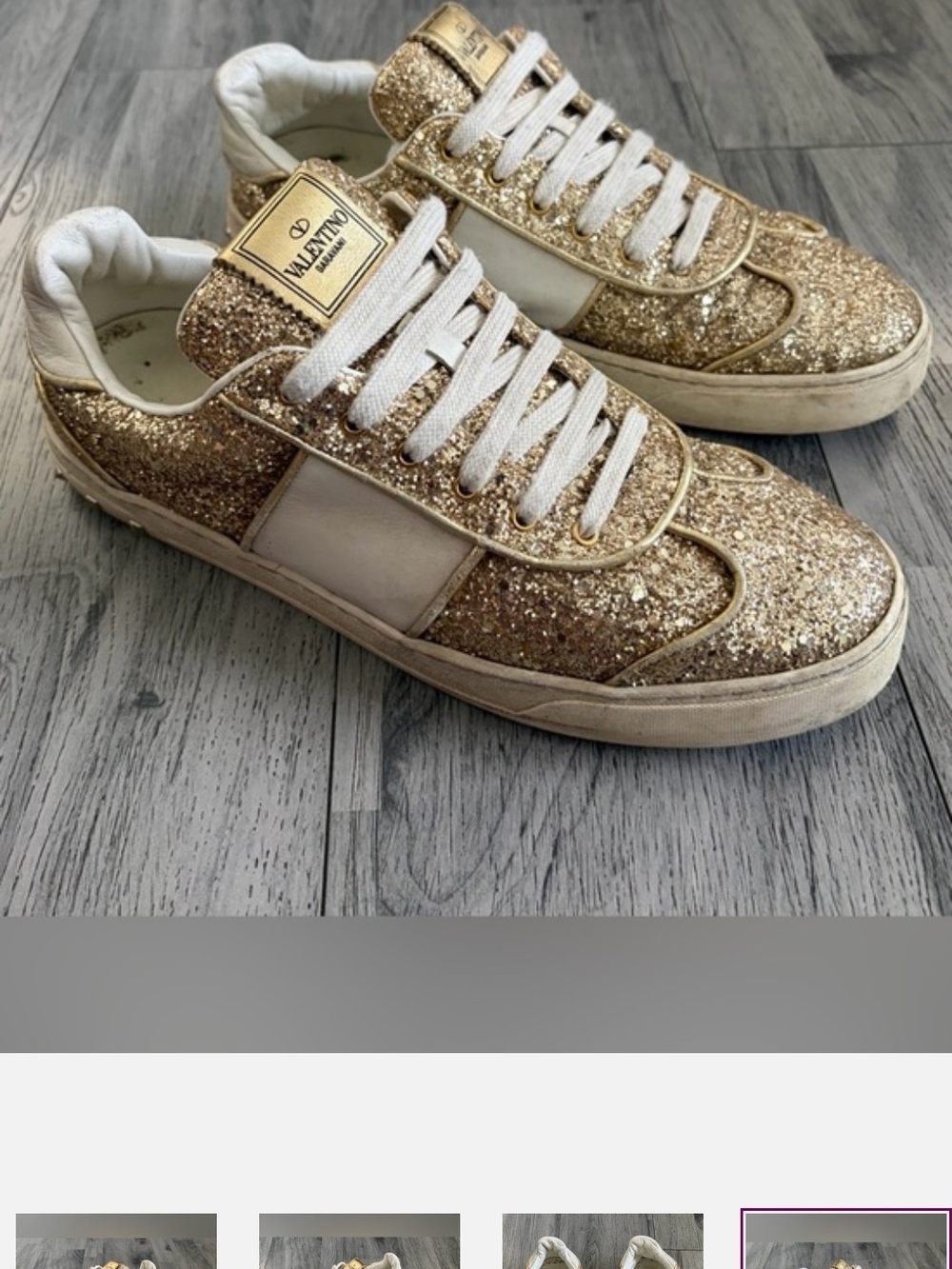 Valentino Garavani Glitter Low-Top Sneakers - Gold - Picture 5 of 11
